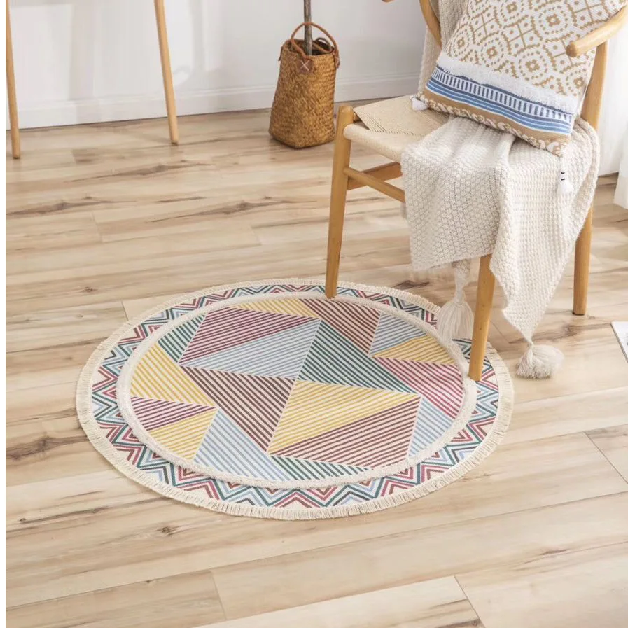 home boho decor nordic tassel bohemia handmade macrame cotton printed embroidered round carpet bedroom room door bath mat rug free global shipping