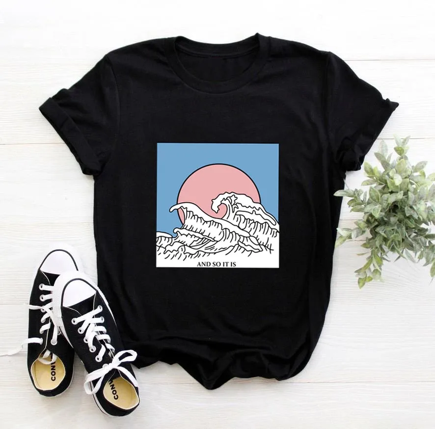 Новая модная летняя повседневная футболка в стиле Харадзюку с японскими буквами