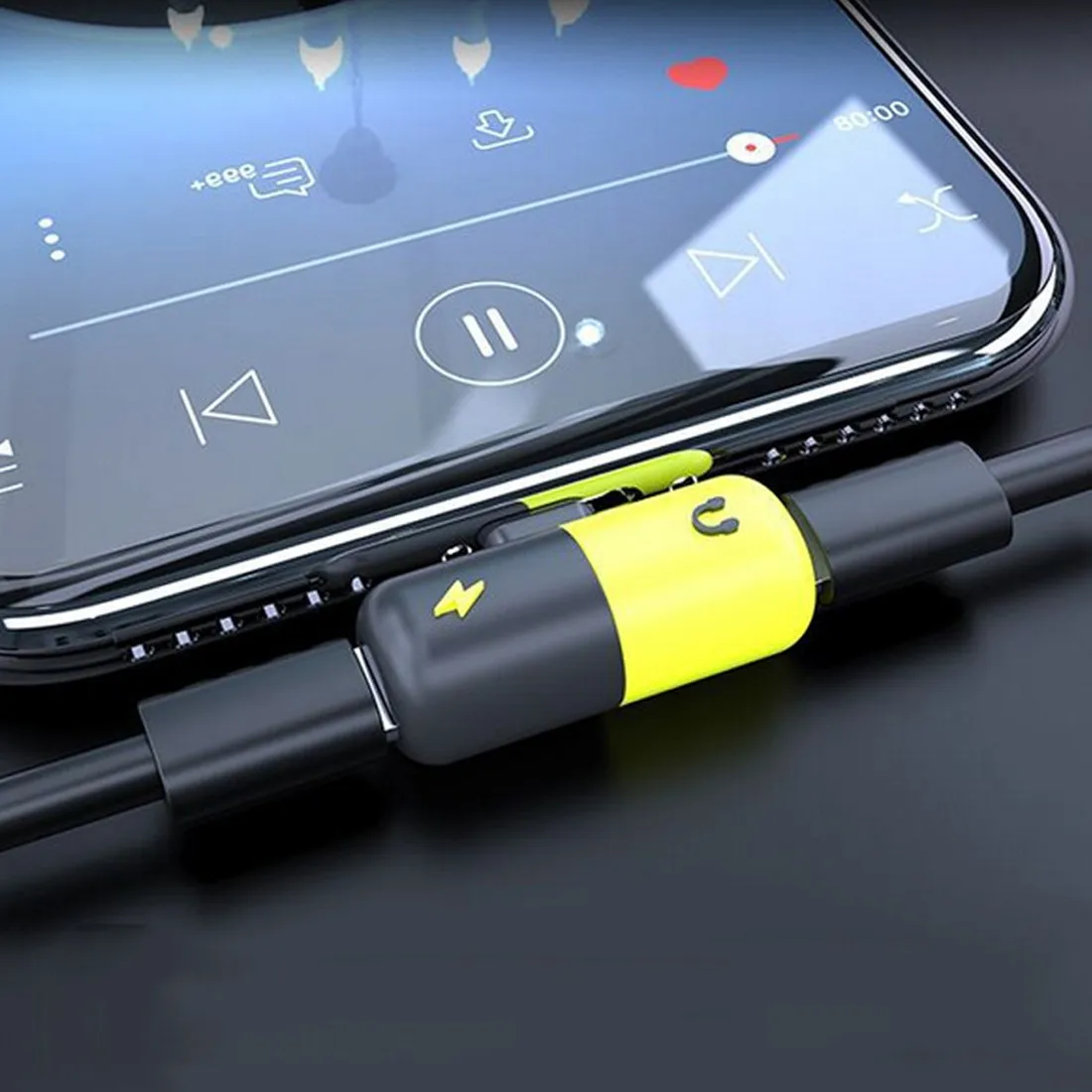 2 в 1 аудио адаптер с двумя USB портами для зарядки iphone 7 8 Plus X|Переходники и адаптеры|