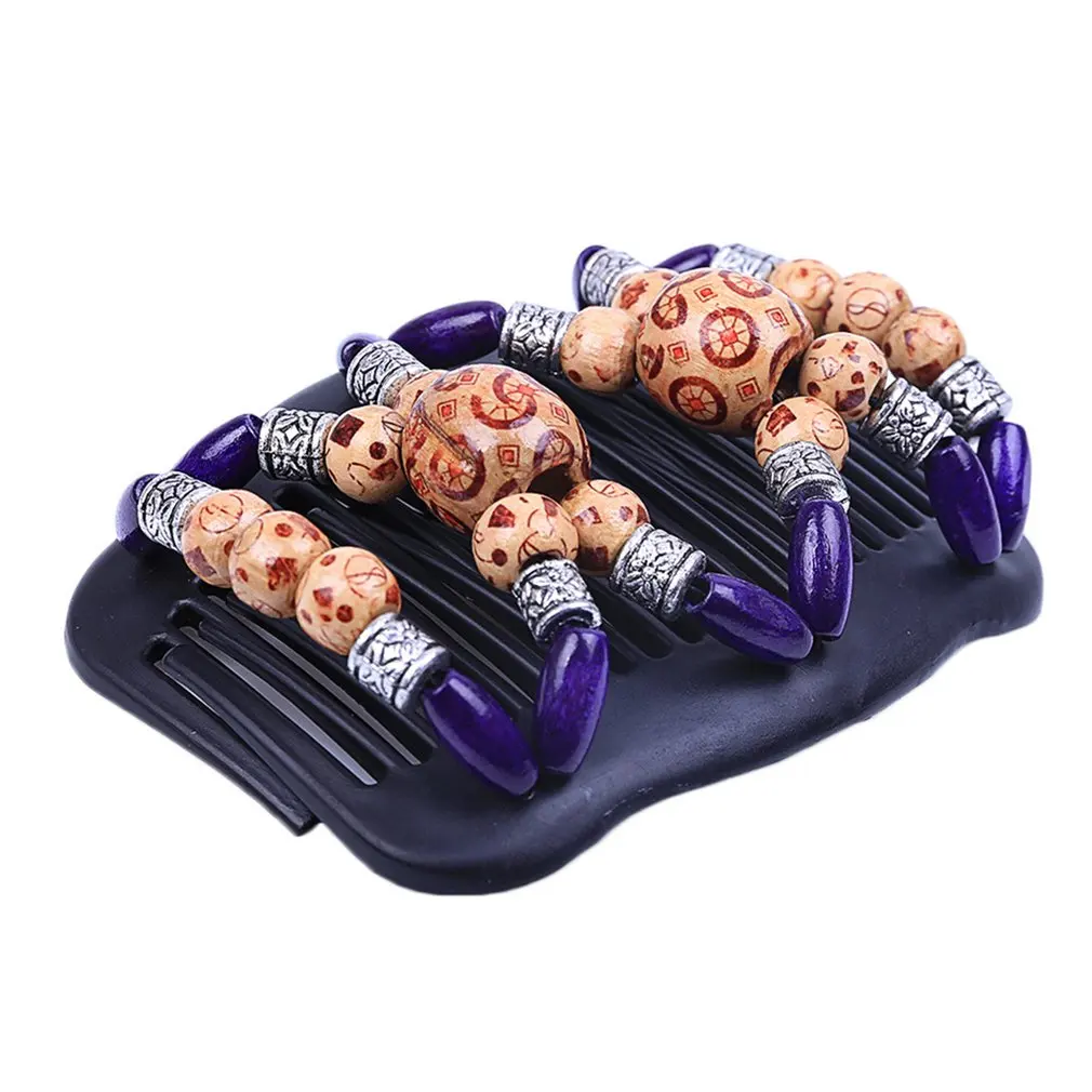 

Bz932 Personality Acrylic Beads Imitation Wood Double Row Hair Comb