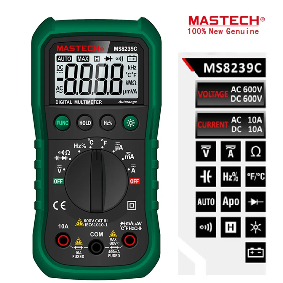 Mastech MS8239C Ручной Автоматический диапазон цифровой мультиметр AC DC Напряжение Ток Емкость Сопротивление Частота Температура Тестер