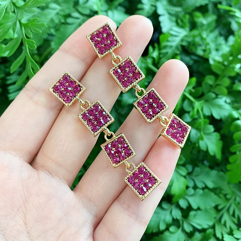 Висячие серьги KOMi K4229 женские 6 цветов квадратные корейские бирюзовые акриловые с