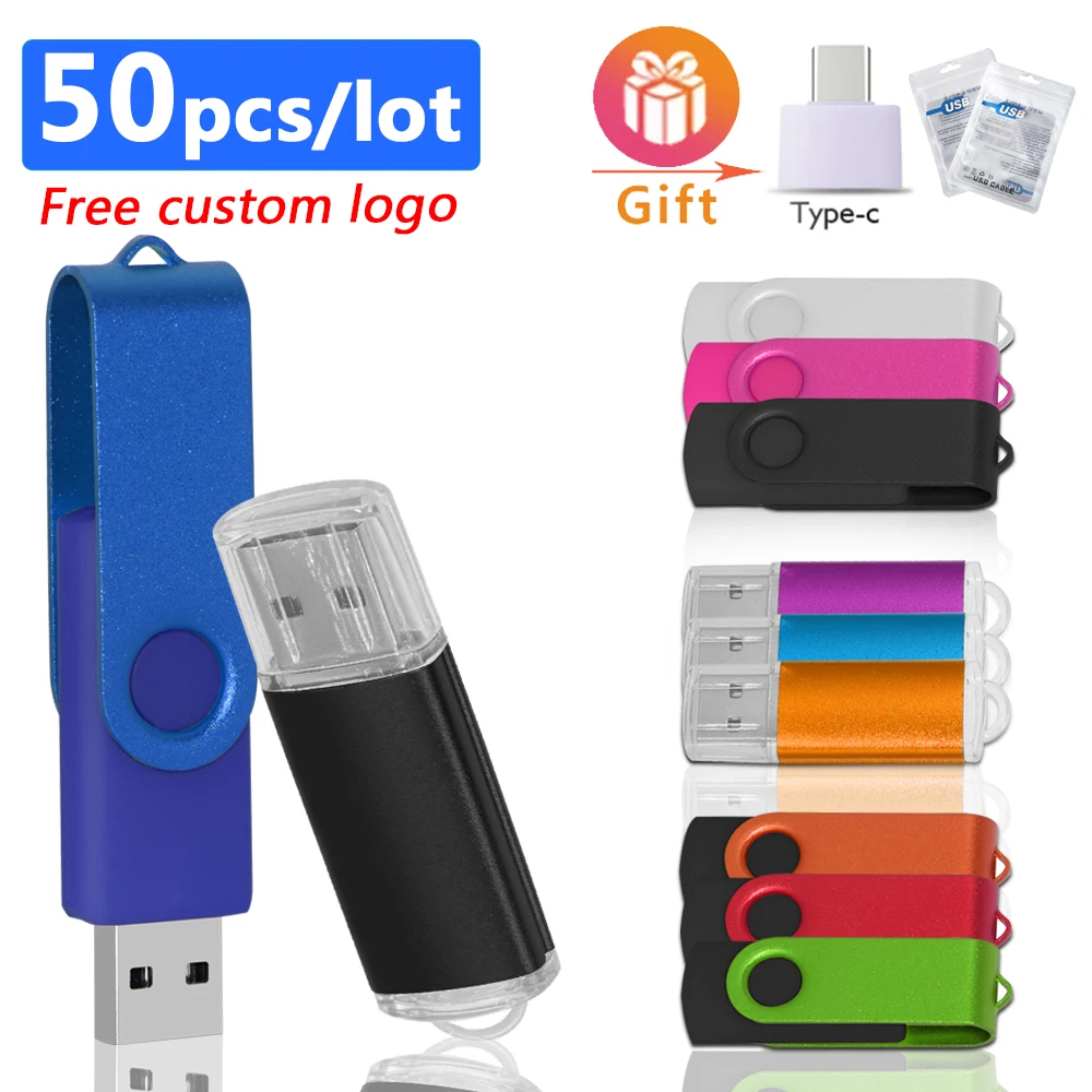 50pcs/lot USB stick 64gb 2.0 pendrive 128gb Flash Drive 8gb 16gb cle usb 128G waterproof Pen Drive free custom logo for gift