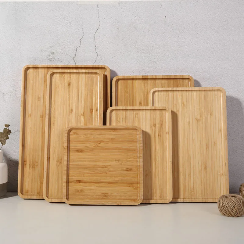 

Simple Modern Bamboo Tea Plate Square Wooden Plate Creative Solid Wood Dining Room Tableware Bread Plate Fruit Sushi Plate