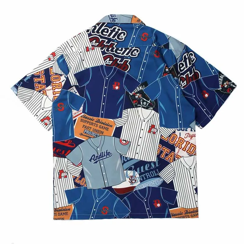 

KIOVNO Men Hip Hop Casual Shirts Short Sleeves Pattern Printed Top Shirts For Male Streetwear