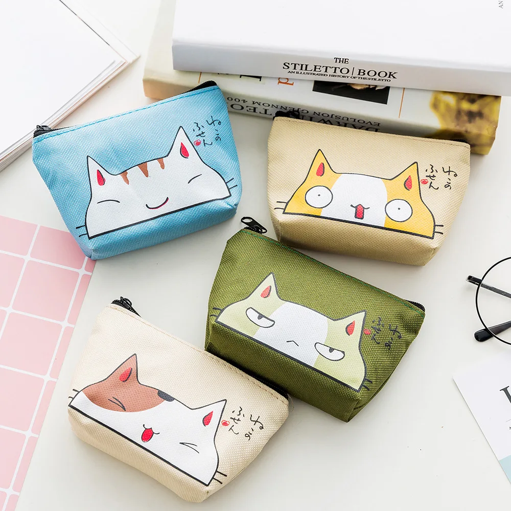 

Cartoon Cat Print Key Coin Purse Women Wallet Mini Oxford Card Holder Zipper Money Pouch Purse Storage Bag Kawaii Girls Wallet