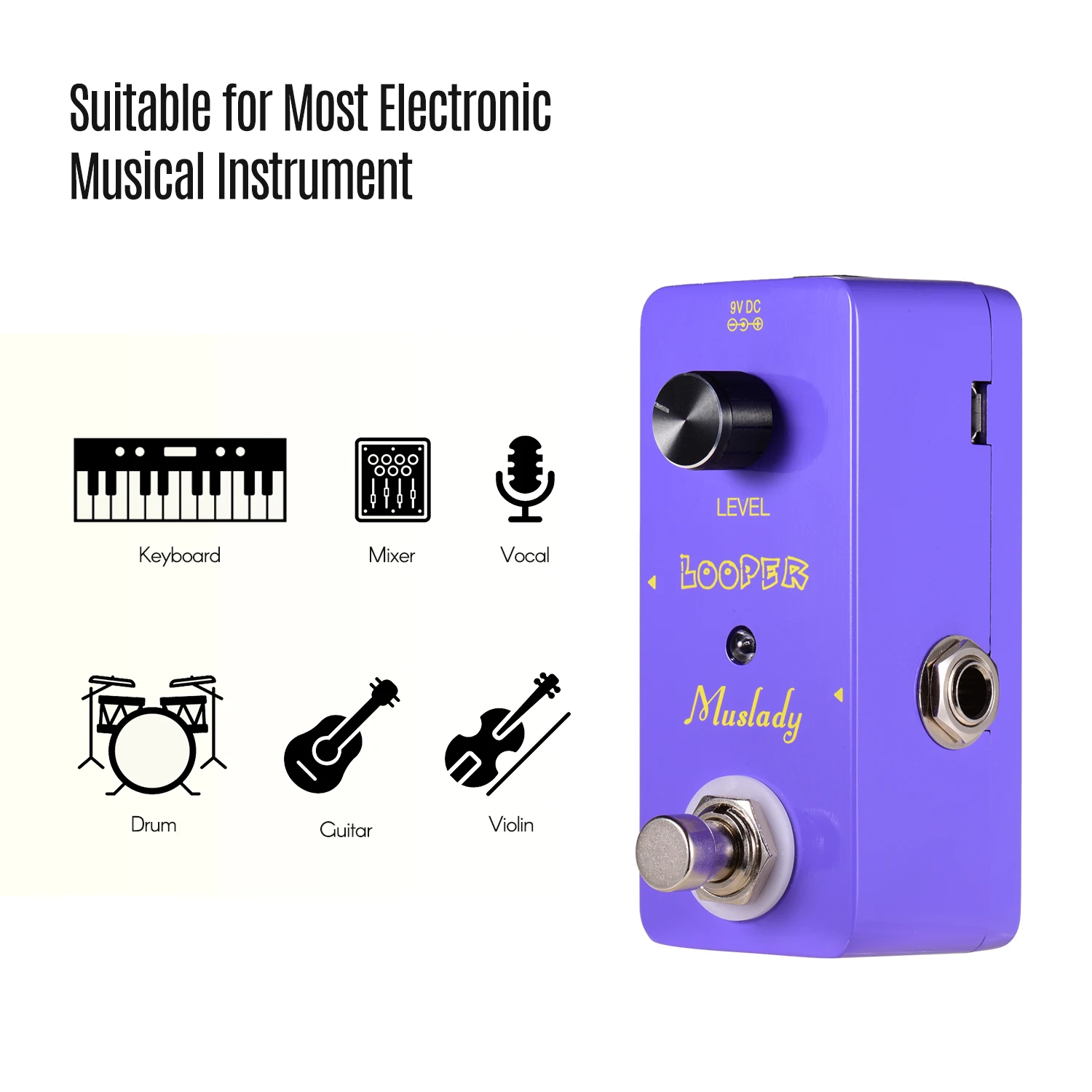 Мини педаль для гитары Muslady удлиненная гитарная с петлями 5 минут циклирования