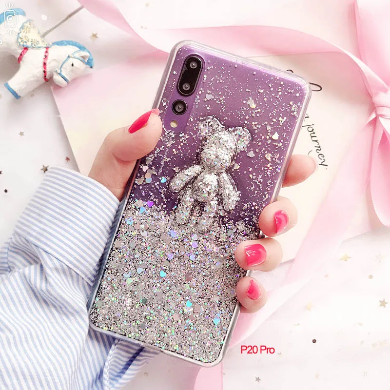 Чехол для samsung A10 A20 A30 A40 A50 A60 A70 M10 M20 3D милые блестящие Медведь Мягкий чехол