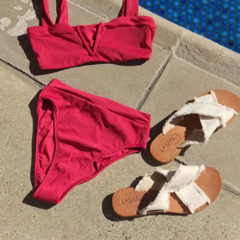 

2020 New V-neck swimwear women High Waist bikini set Push up swimsuit female Sexy Summer Biquinis bathing suit bather Beach wear