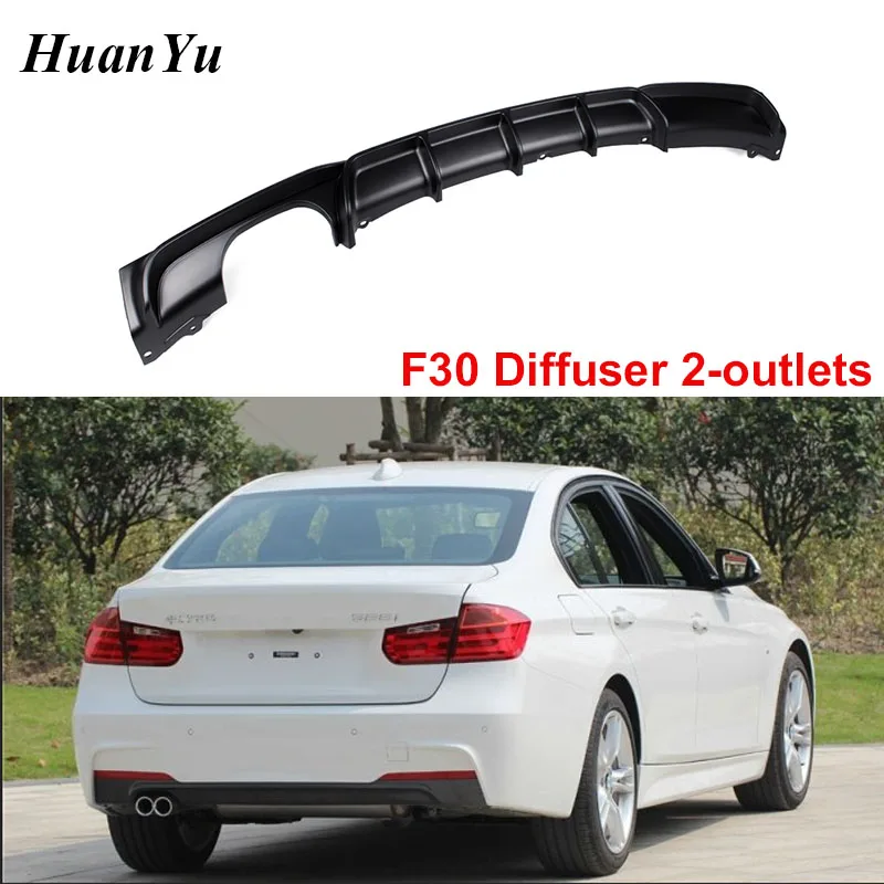 

2-outlets Diffuser for BMW F30 M Sport Edition 4-door Sedan Rear Bumper Lips ABS Material 3 series 318i 320i 328i 2012-2018