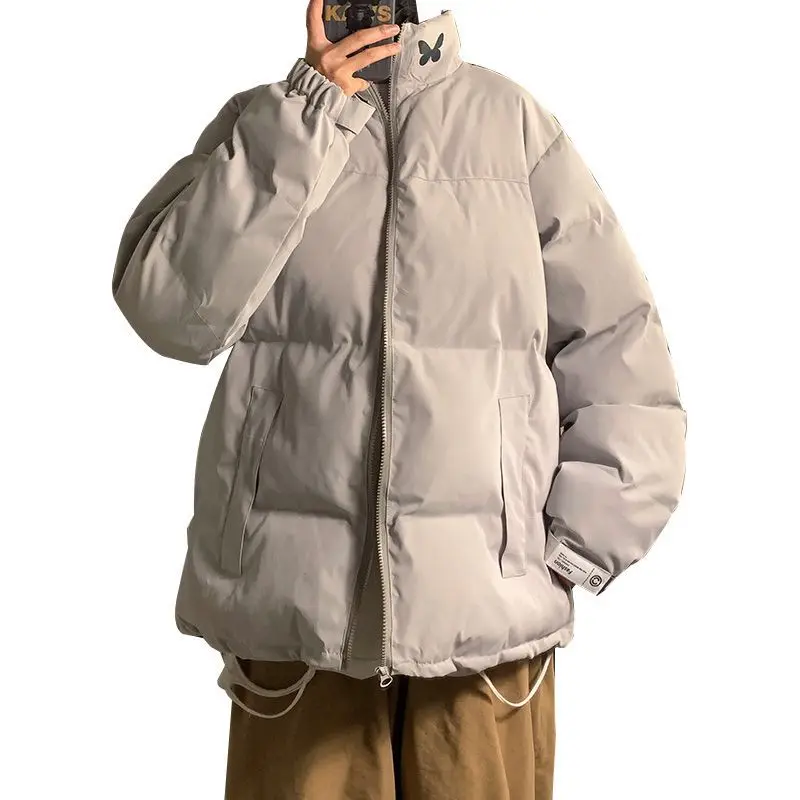 

Winter Warm Men Jacket Coat Casual Autumn Stand Collar Reflective Butterfly Coat Hong Kong Style Couples Wear Cotton Clothes