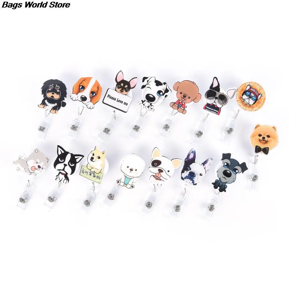 1Pc Retractable Badge Reel Mini Cartoon Dog The New Student Nurse Exihibiton ID Name Card Holder Office Supplies hot sale | Багаж и сумки