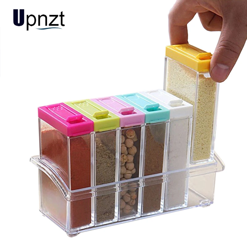 Кухонные бутылки для приправ коробки банки 6 шт./компл. пластиковый органайзер