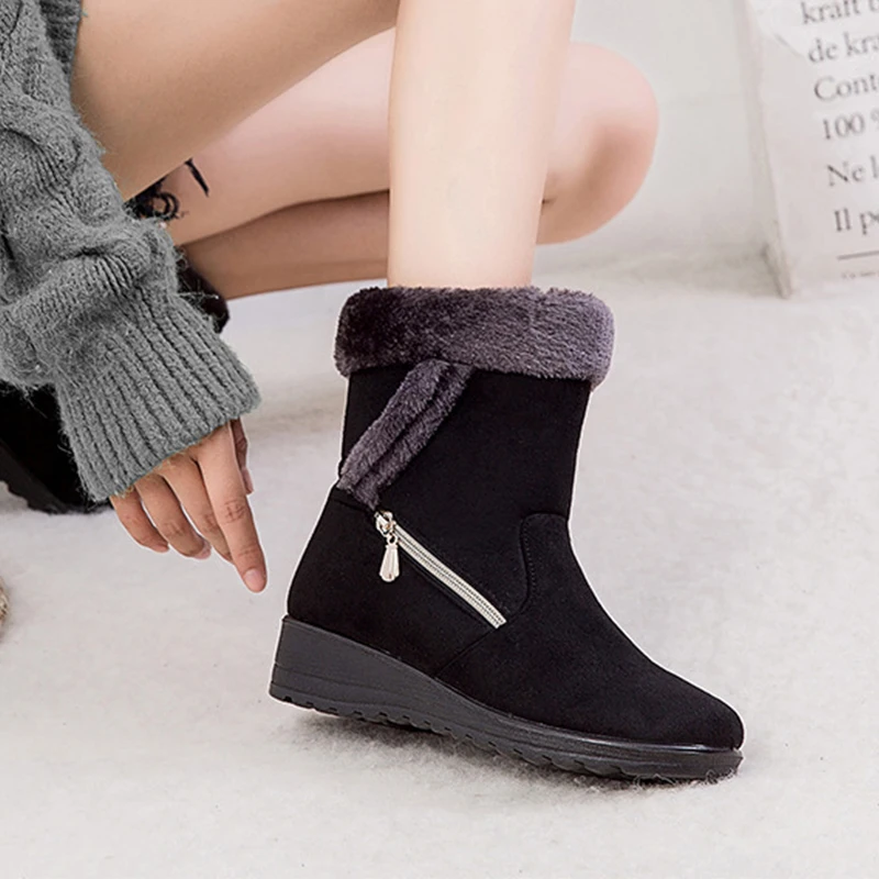 Новинка женские теплые однотонные Нескользящие зимние сапоги водонепроницаемые