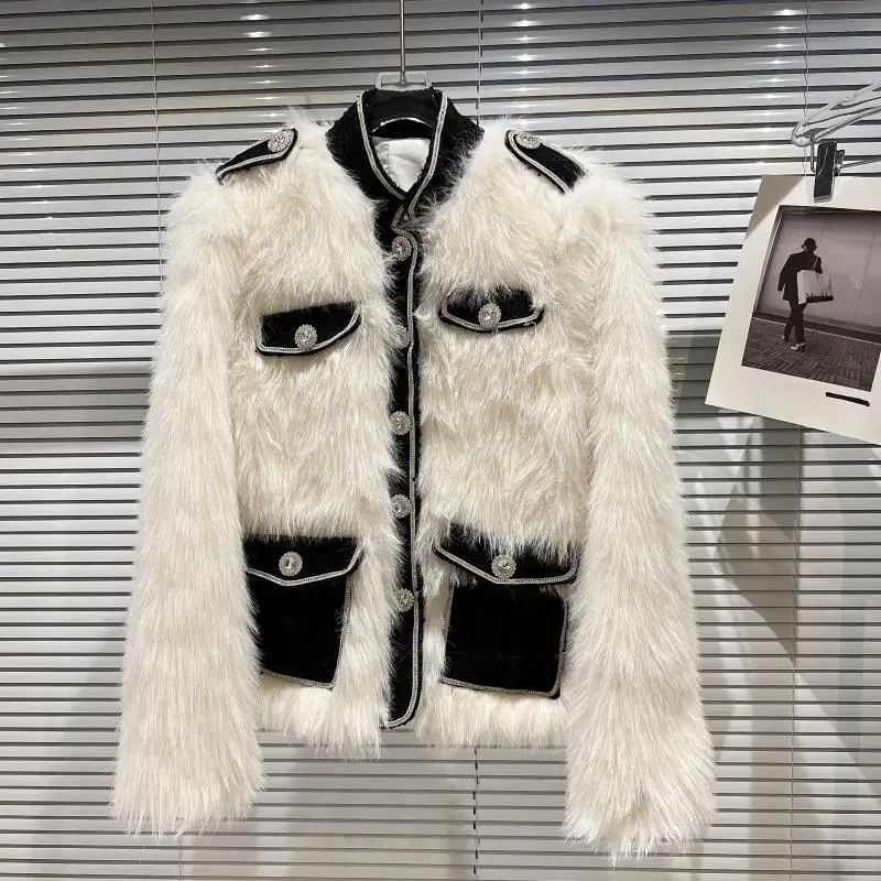 

Fashion Designer 2022 Spring Coat Women White Single Breasted Long Sleeve High Quality Ladies Warm heavy coat