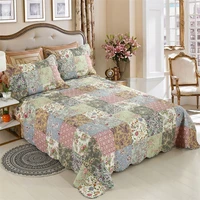 chausub bedspreads on the bed quilt set 3pcs cotton floral patchwork coverlet quilted bed cover pillowcase queen size blanket