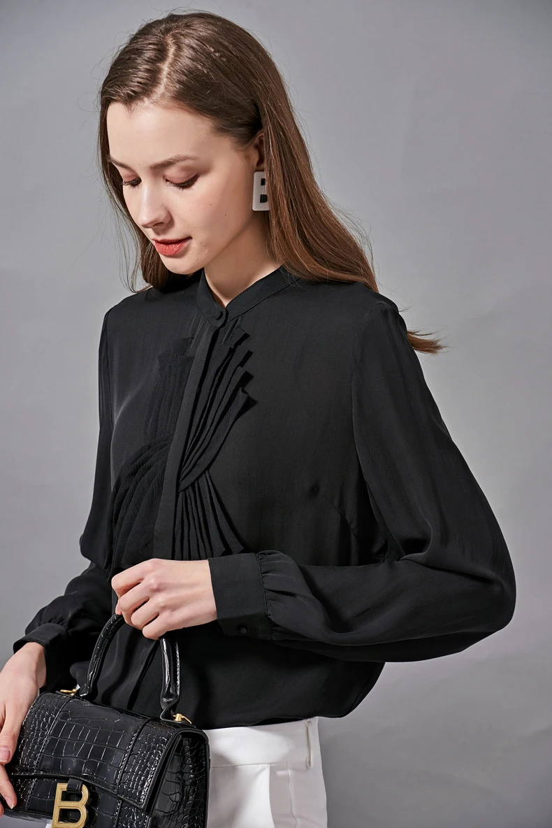 Женская рубашка из 100% натурального шелка модная Повседневная Блузка с круглым