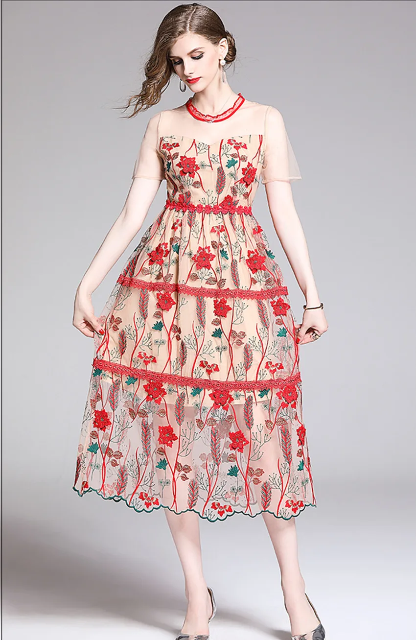 Женское длинное вечернее платье HAMALIEL подиумное винтажное Сетчатое с цветочной