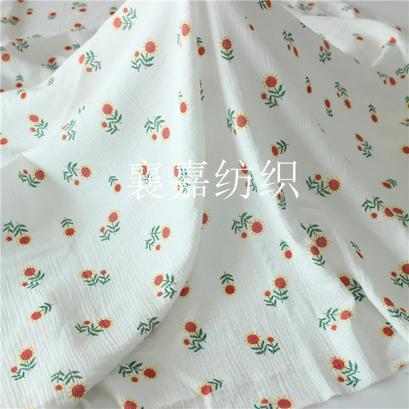 Хлопковая и льняная креп-ткань детская одежда с принтом двойной марли