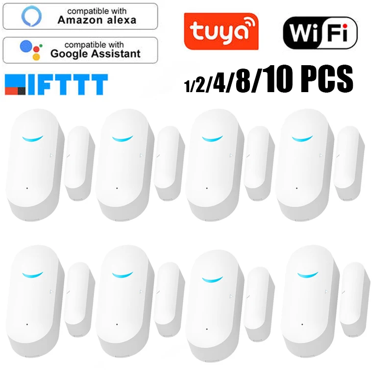 

Смарт-детекторы открытой/закрытой двери Tuya, Wi-Fi, уведомления приложений, оповещения о безопасности, поддержка Alexa Google Home