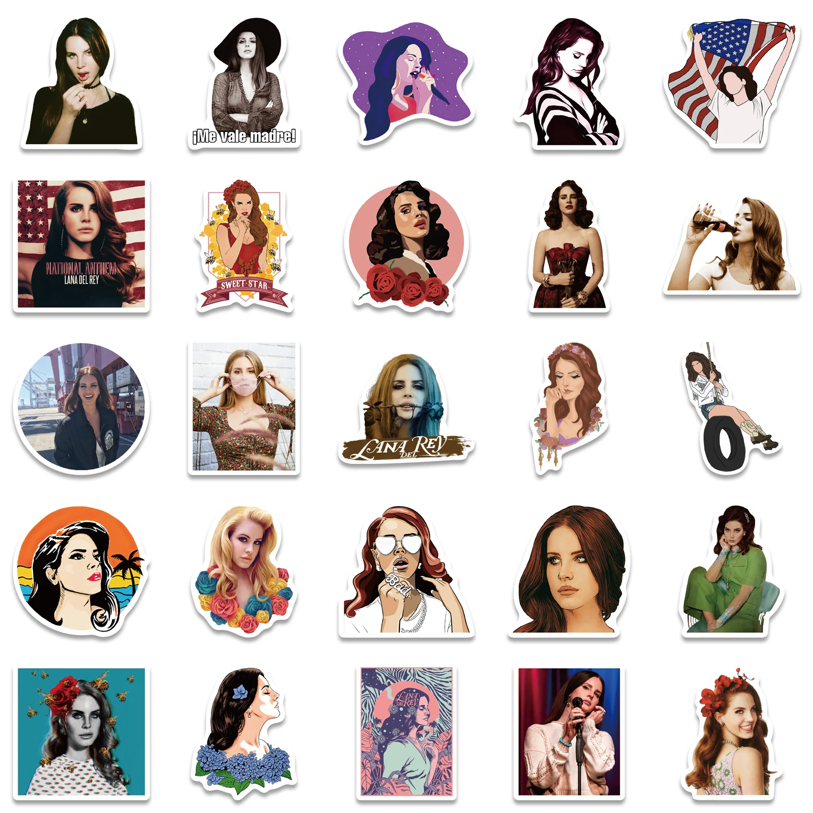 Pegatinas de Lana Del Rey para fan&aacute;ticos Del port&aacute;til, pegatina de Graffiti impermeable para tel&eacute;fono y guitarra, juguete para ni&ntilde;os, 25/50 Uds.-3