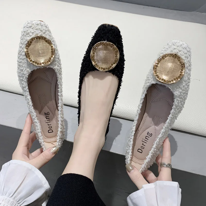 

Весенние женские балетки на плоской подошве с квадратным носком; Слипоны на плоской подошве; Хлопковые водонепроницаемые туфли; Женская об...