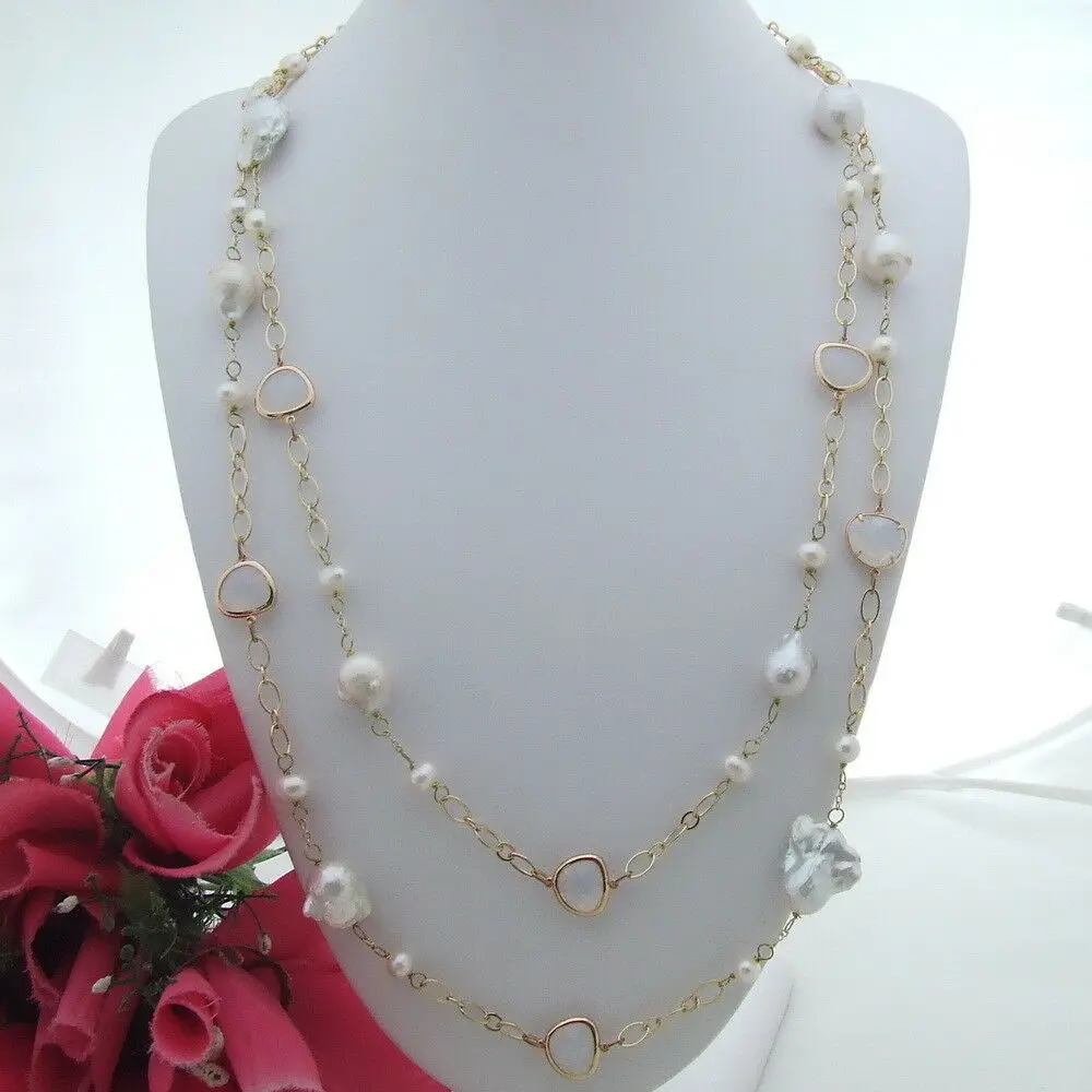 S090411 6" Круглый Кеши жемчуг белый кристалл ожерелье