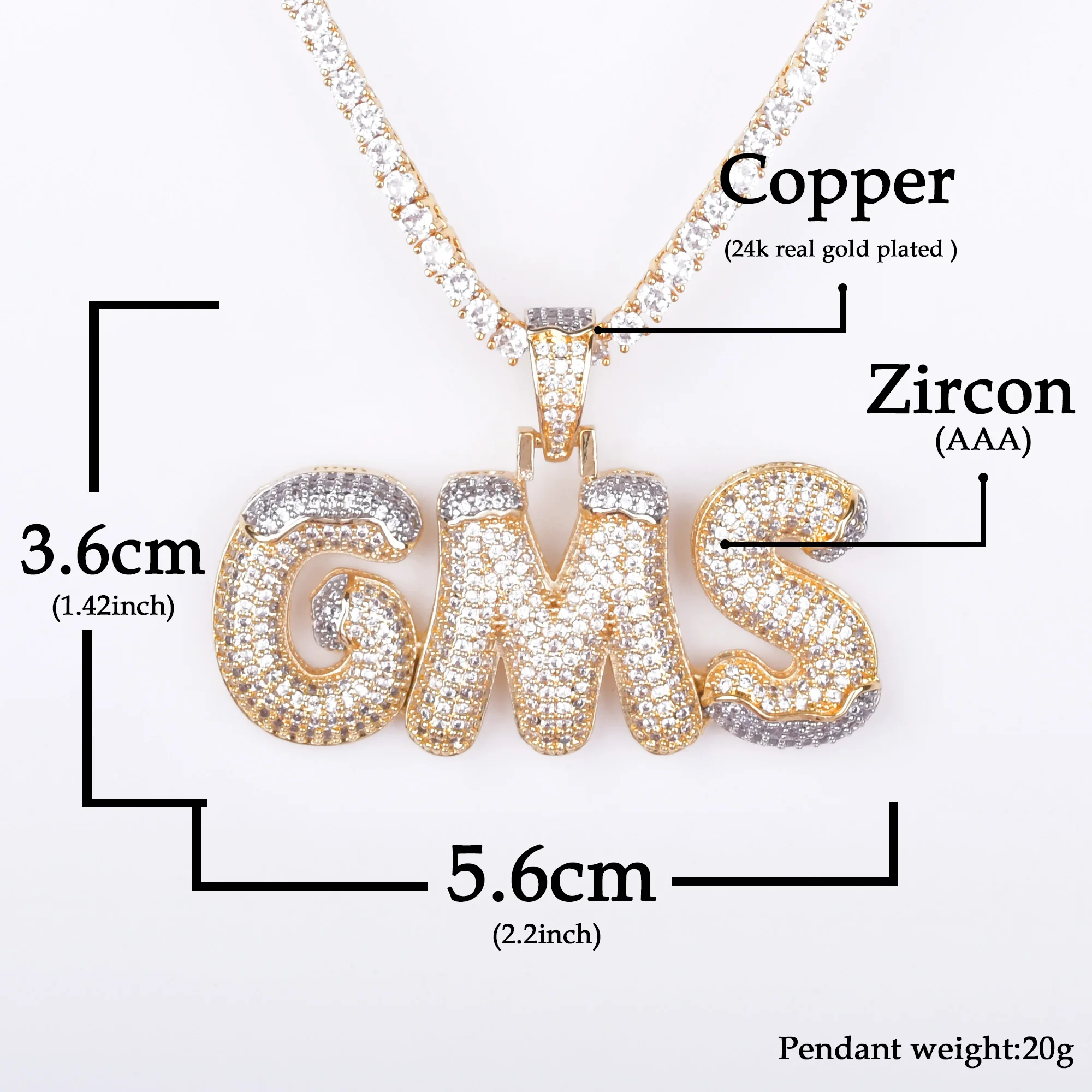Custom Name Snow Top Bubble Letters Necklaces Pendant  Men's Zircon Hip Hop Jewelry Merry Christmas Gift