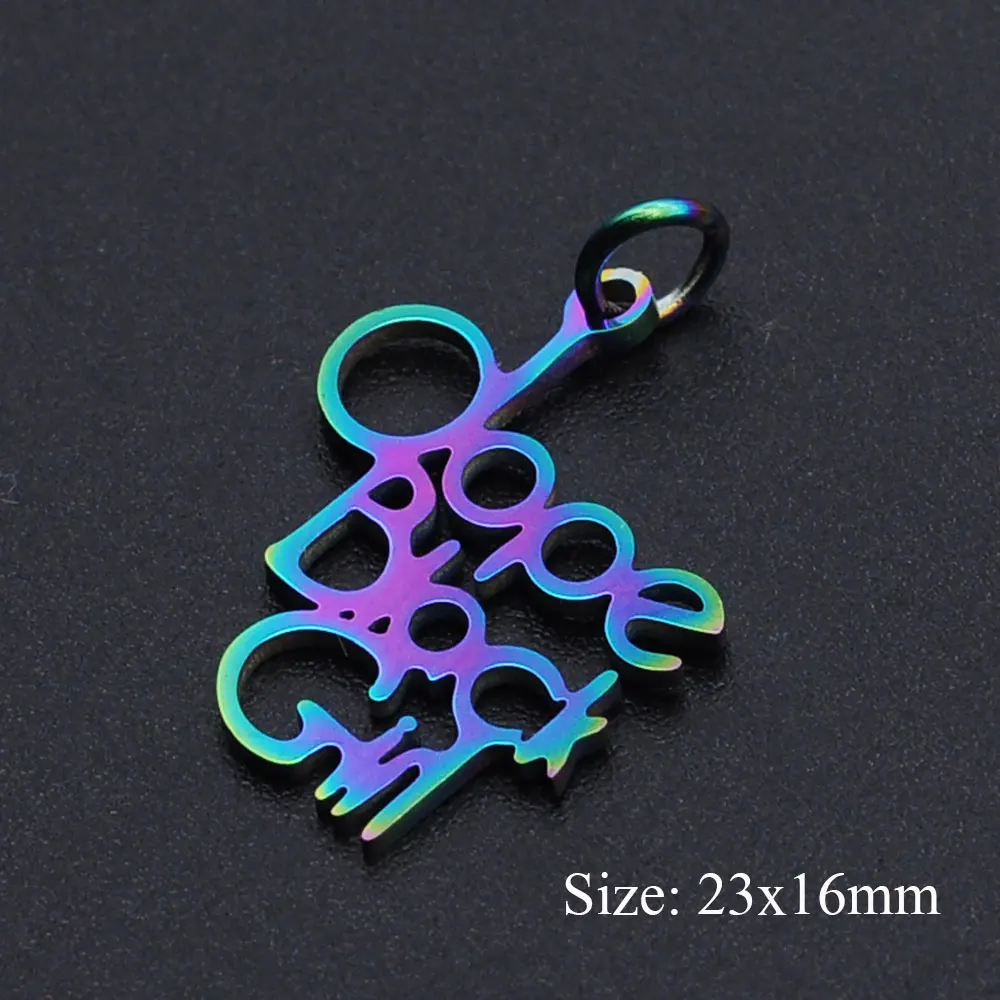 5pcs/lot Rainbow Word Script Charm Wholesale 100% Stainless Steel Slay Diva Black Girl Charms Blessed Queen Jewelry Pendant | Украшения и