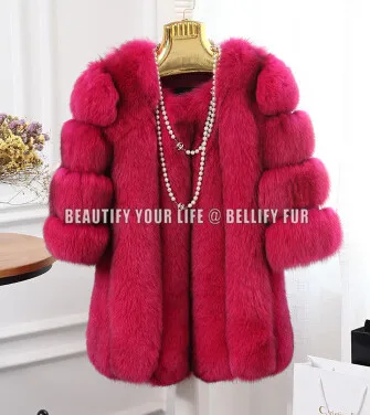 Зимнее роскошное пальто из лисьего меха облегающая куртка Женская Толстая