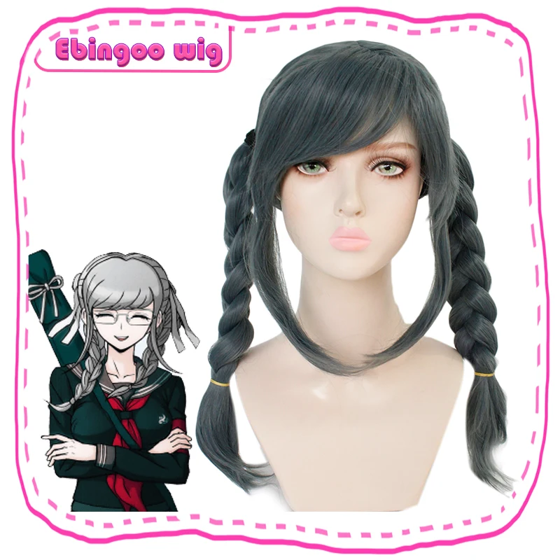 Ebingoo шапка+ Danganronpa Dangan-ronpa Peko Pekoyama двойной плетеный темно-серый Синтетический Косплей парик для Хэллоуина вечерние костюмы