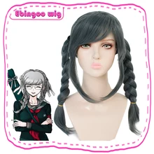 Ebingoo шапка+ Danganronpa Dangan-ronpa Peko Pekoyama двойной плетеный темно-серый Синтетический Косплей парик для Хэллоуина вечерние костюмы
