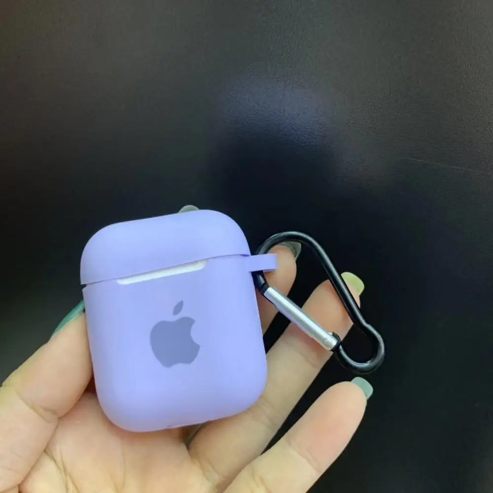 Чехол для Apple AirPods 2 1, чехол для наушников, аксессуары, мягкий чехол с милым логотипом, яркий цвет, чехол с крючками - Цвет: 11