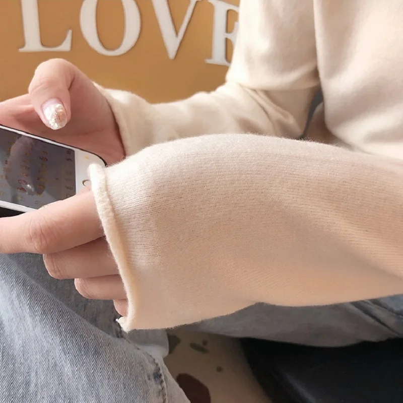 Пуловер женский шерстяной с длинным рукавом рюшами эластичный теплый