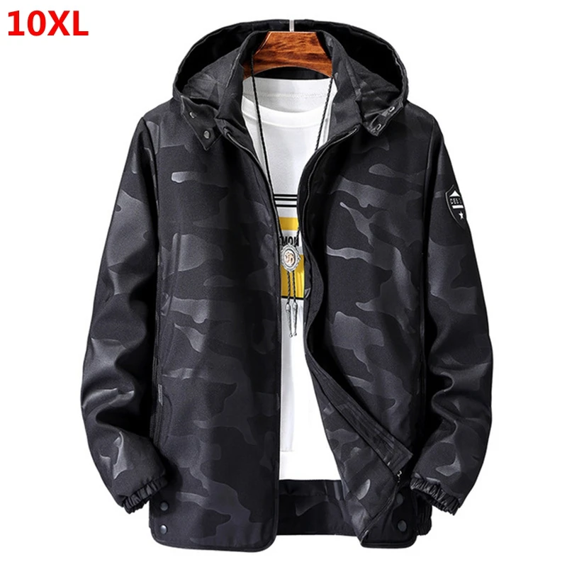 

Large Size Windbreaker Men Plus Size Jacket Spring 150kg Loose Camouflage Jacket Bust 155 160 10XL 9XL