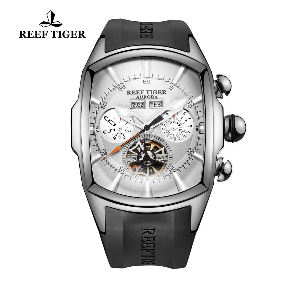 Часы Reef Tiger/RT с белым циферблатом механические спортивные RGA3069|Мужские часы| |