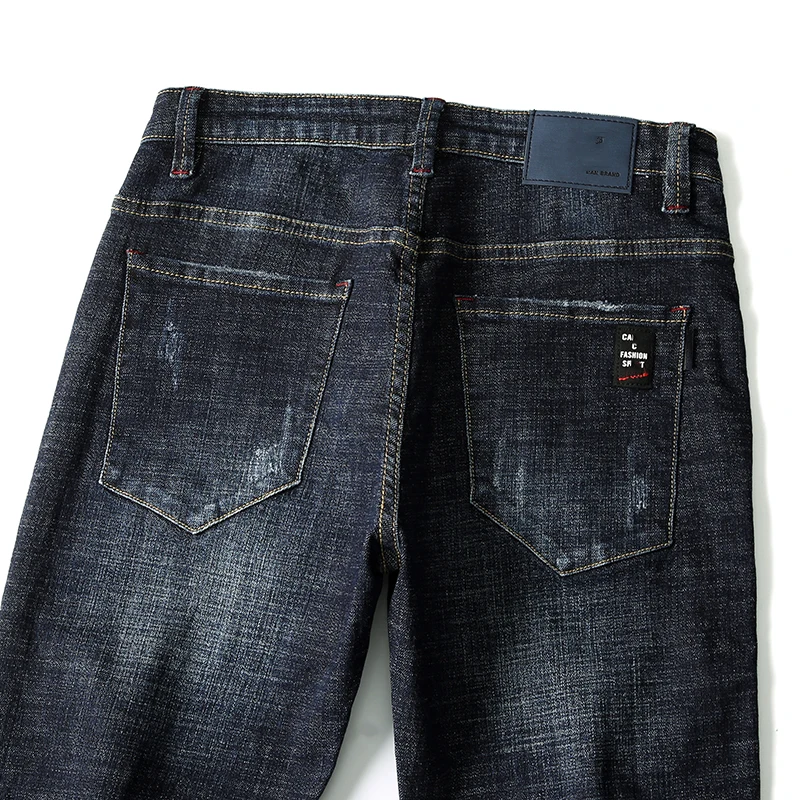 Мужские джинсы в полоску KSTUN темно-синие облегающие прямые Стрейчевые