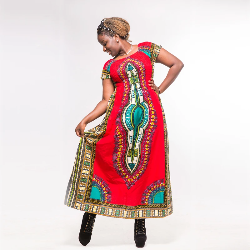 Дашики индийское народное облегающее и расклешенное платье в этническом стиле с
