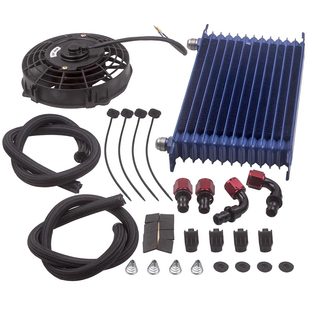 

AN10 13 Row Engine Trust Oil Cooler Kit Radiator 7" 10v Electric Cooler Fan Kit