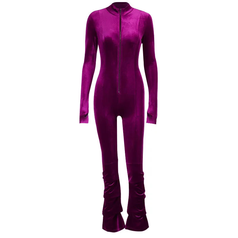 

Korean Velvet Long Sleeve Pleated Jumpsuit For Women Casual Home Warmth Bodycon Pants Jumpsuits Rompers 2020 Clothing