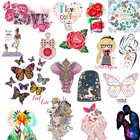 Нашивки с аппликацией в виде бабочки для самостоятельного нанесения одежды, наклейки с цветами для утюга, аксессуары для женской одежды, футболки, платья, термонаклейки