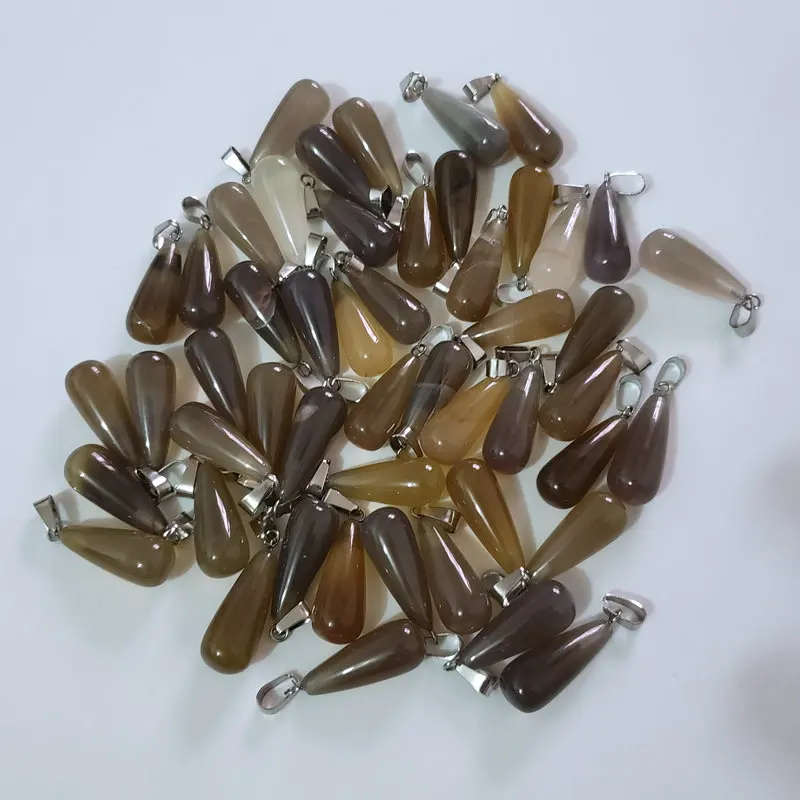 Gray agate stone Горячая Мода натуральный камень кулон в форме капли воды Кулон Смешанные ожерелья для изготовления ювелирных изделий Шарм 50 шт./лот - Окраска металла: Gray agate stone