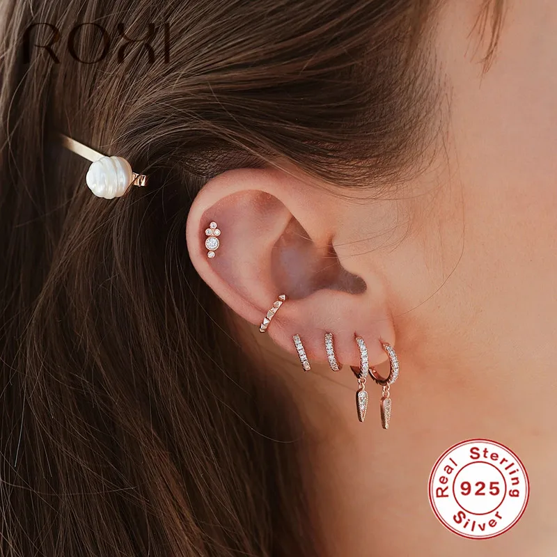 Серьги гвоздики Женские Треугольные из серебра 925 пробы с