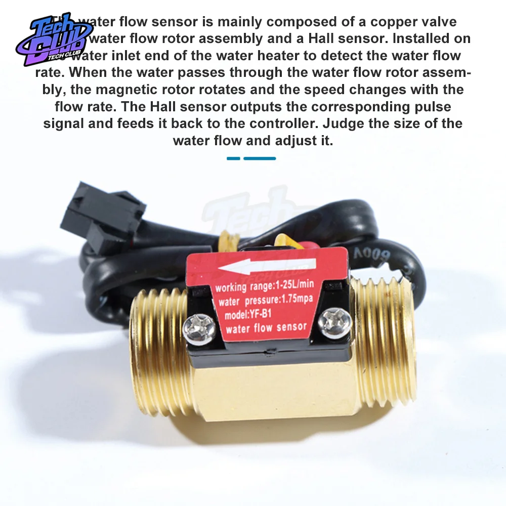 Датчик расхода G1/2 ''Датчик Холла потока воды переключатель 1-25 л/мин