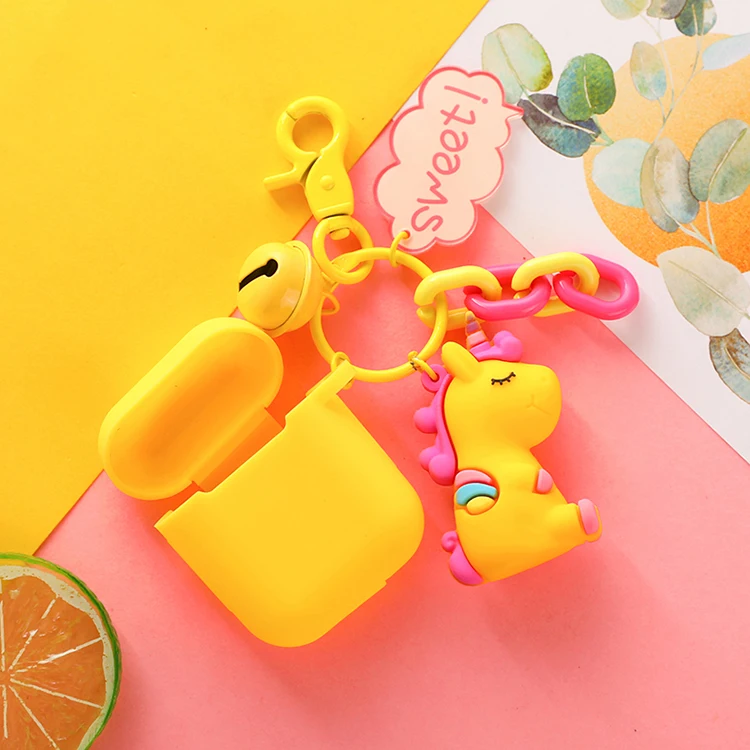 yellow Милый декоративный силиконовый чехол с единорогом для Apple Airpods Air Pods, аксессуары, защитный чехол, чехол для наушников с Bluetooth - Цвет: yellow