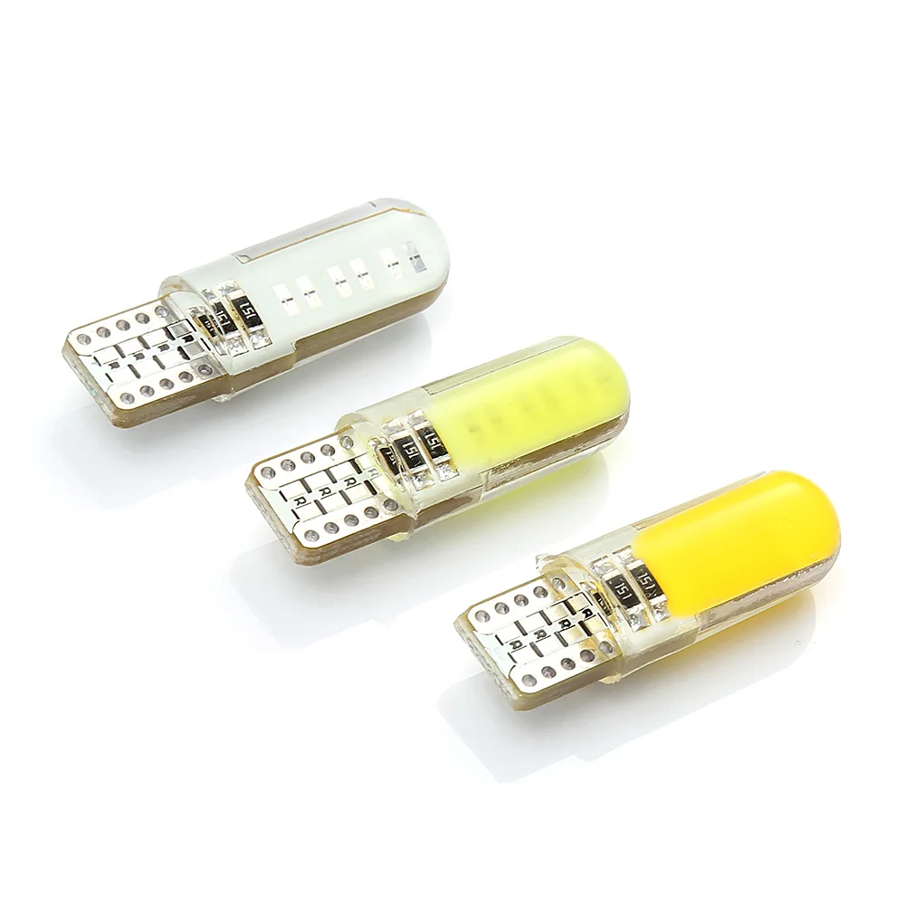 

KEIN 1PCS T10 W5W LED car interior light COB silicone auto Signal lamp 12V 194 501 Side Wedge parking bulb for lada car styling