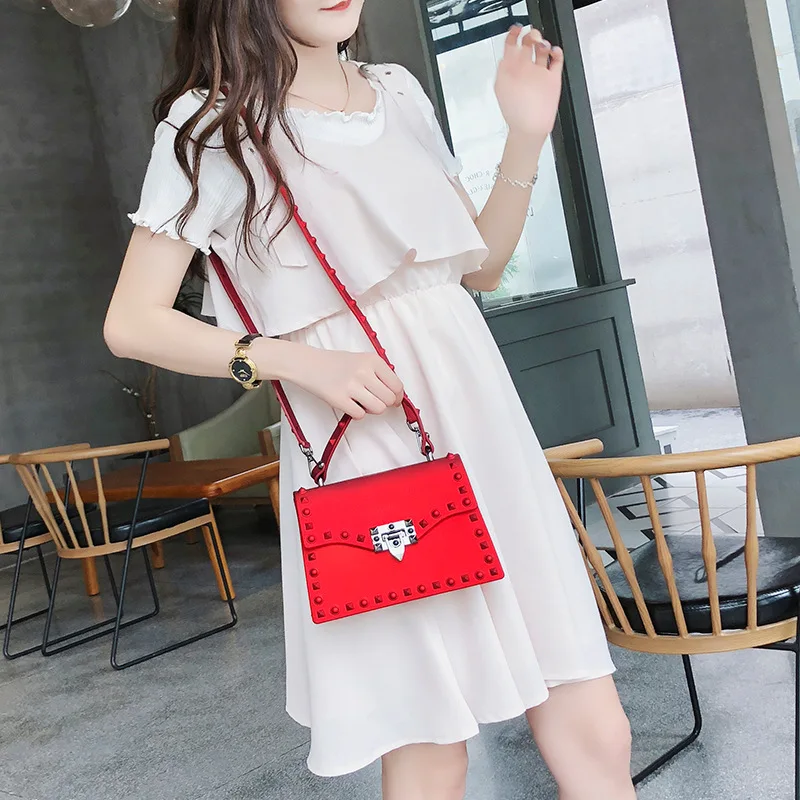 Mixtx 2020 Женская модная матовая сумка с заклепками Желейная женская сумка-тоут