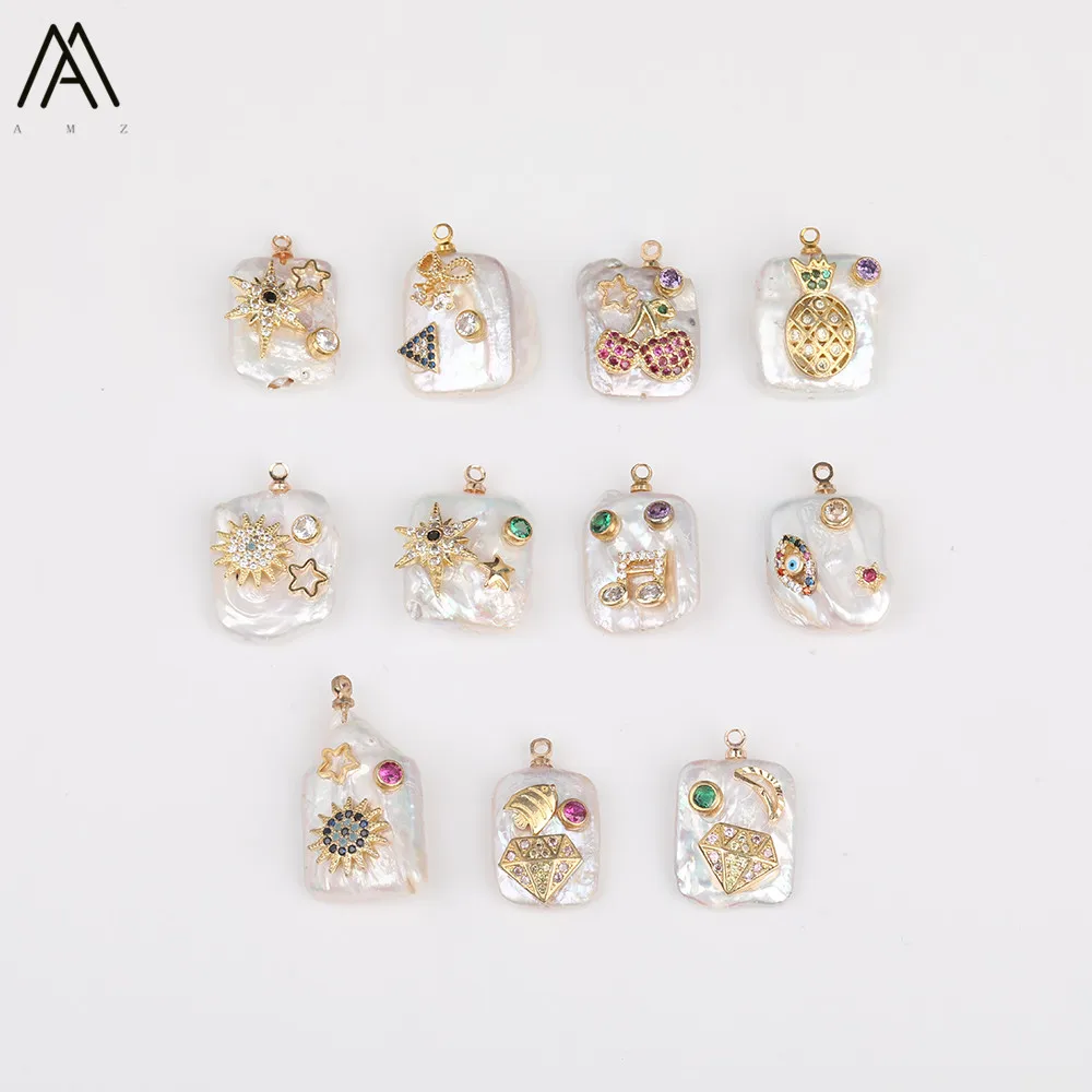 Нежные женские прямоугольные бусины барочного жемчуга украшенные разноцветными