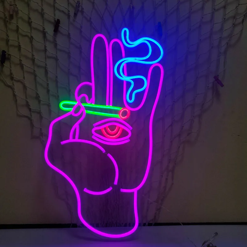 

Светодиодная эстетика, сигарета с дымом, аниме, Неоновая Гибкая световая вывеска, домашний декор для стены, кавайное аниме украшение для спа...