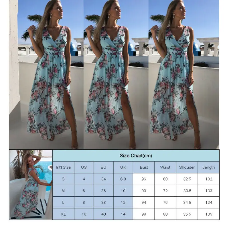 

Womens Dress New Floral Printed Boho Long Sleeve Chffion Long Maxi Dress Summer Beach Plus Size Holiday Green Dresses Women 2019